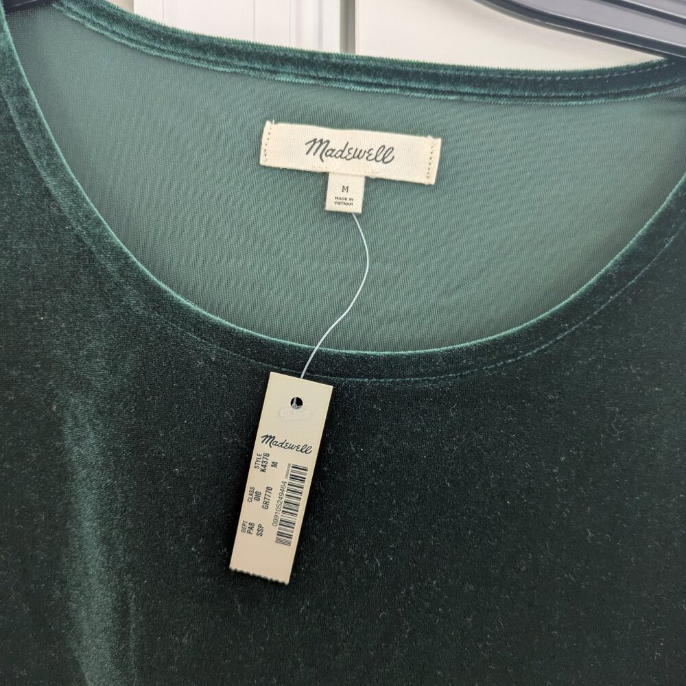 NWT Madewell emerald green velvet top - Picture 2 of 5